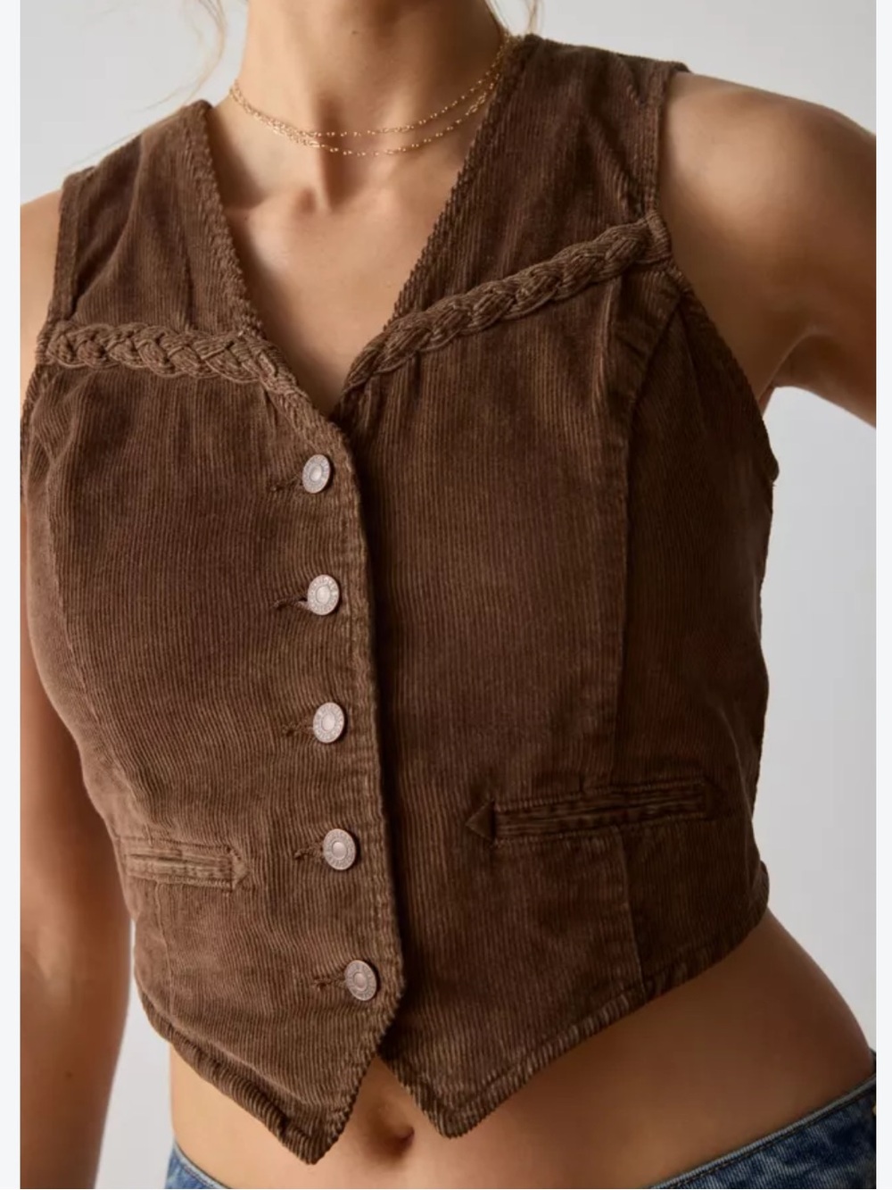 Levi's Braided Corduroy Vest Top Brown Women’s XL